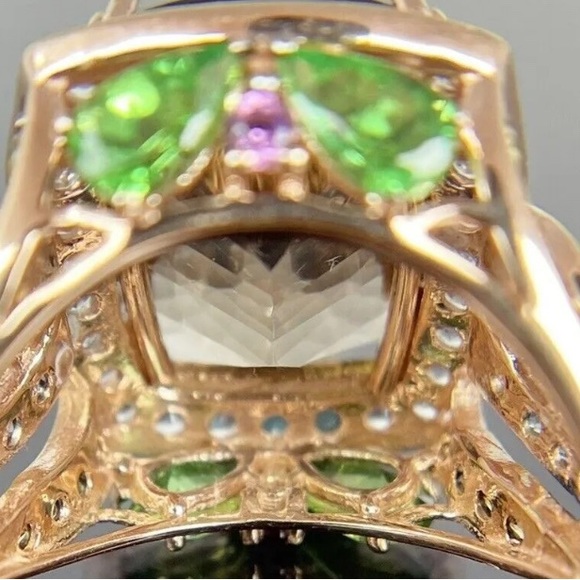 Sold! LeVian,Tsavorite,Rhodolite,Citrine,Smokey Quartz 14K Rose Gold Ring 7.5 - Picture 6 of 14